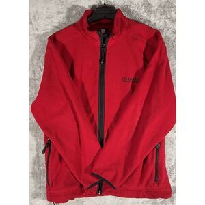 VTG Chaps Ralph Lauren Jacket Red Fleece Full Zip Pocket‎ Logo Mens L